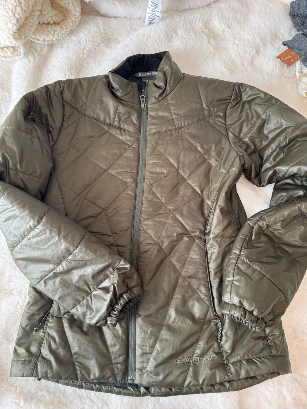 Exofficio Olive Quilted Packable Puffer Jacket